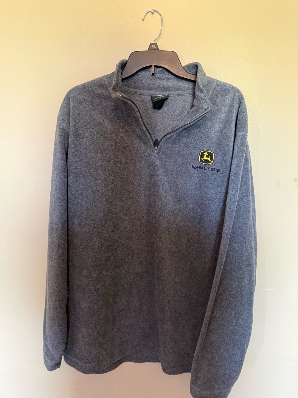 John Deere Charcoal Gray Fleece Jacket with Green Logo